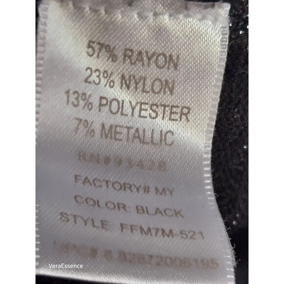 Metro 7 Women's Medium Black Sparkly Metallic L Sleeve V-Neck Knit Sweater - Picture 4 of 4